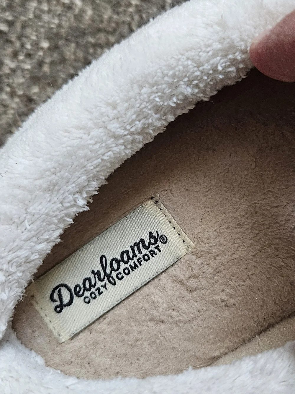 dearfoams Cream Quilted Slip-On Slippers with Plush Collar